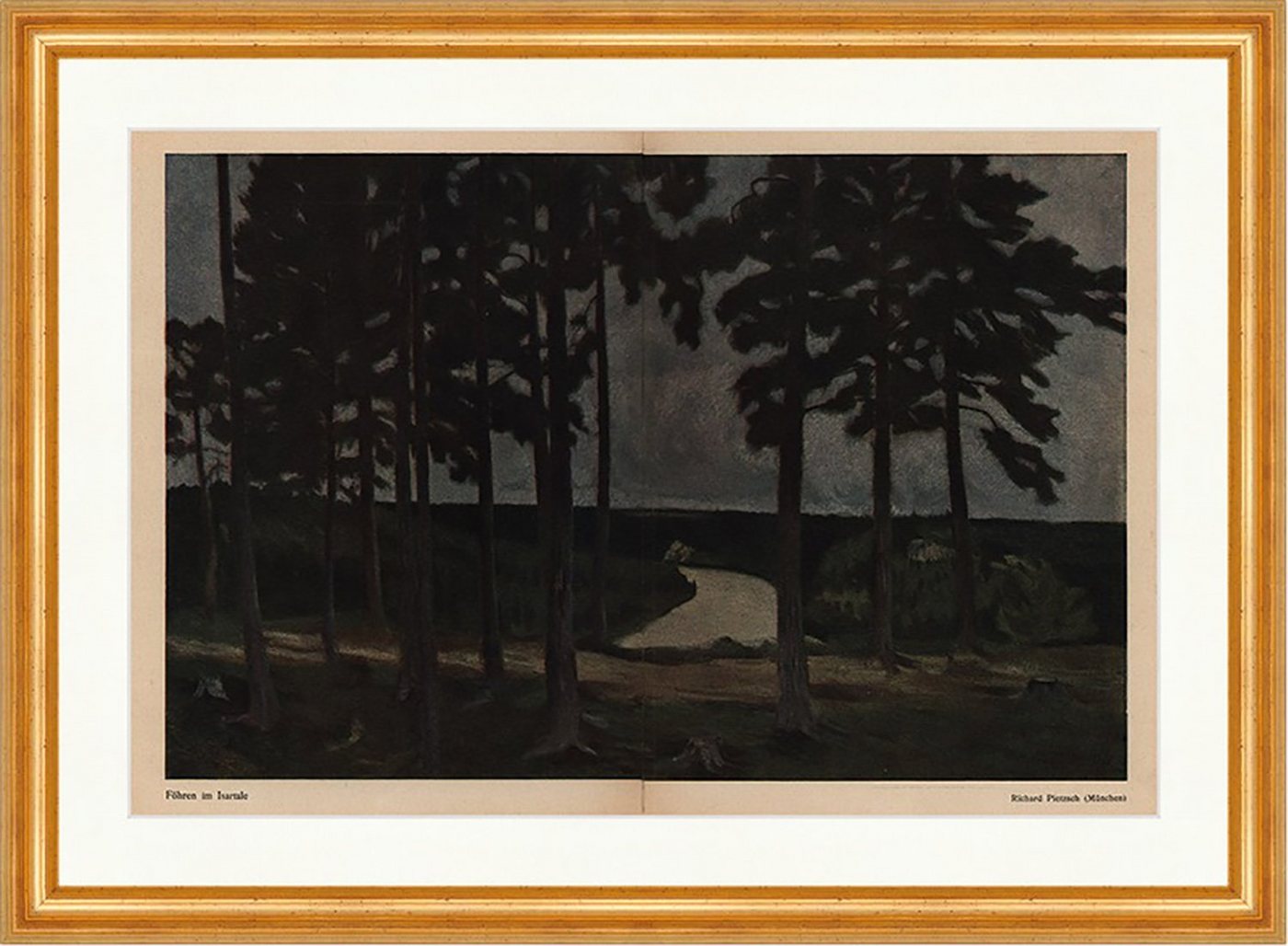 Kunstdruck Föhren im Isartale Richard Pietzsch Wald Fluss Bäume Weg Jugend 2152 G, (1 St) von OTTO