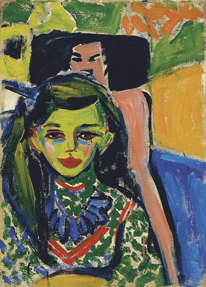 Kunstdruck Fränzi vor geschnitztem Stuhl Expressionismus Ernst Ludwig Kirchner Ku, (1 St) von OTTO