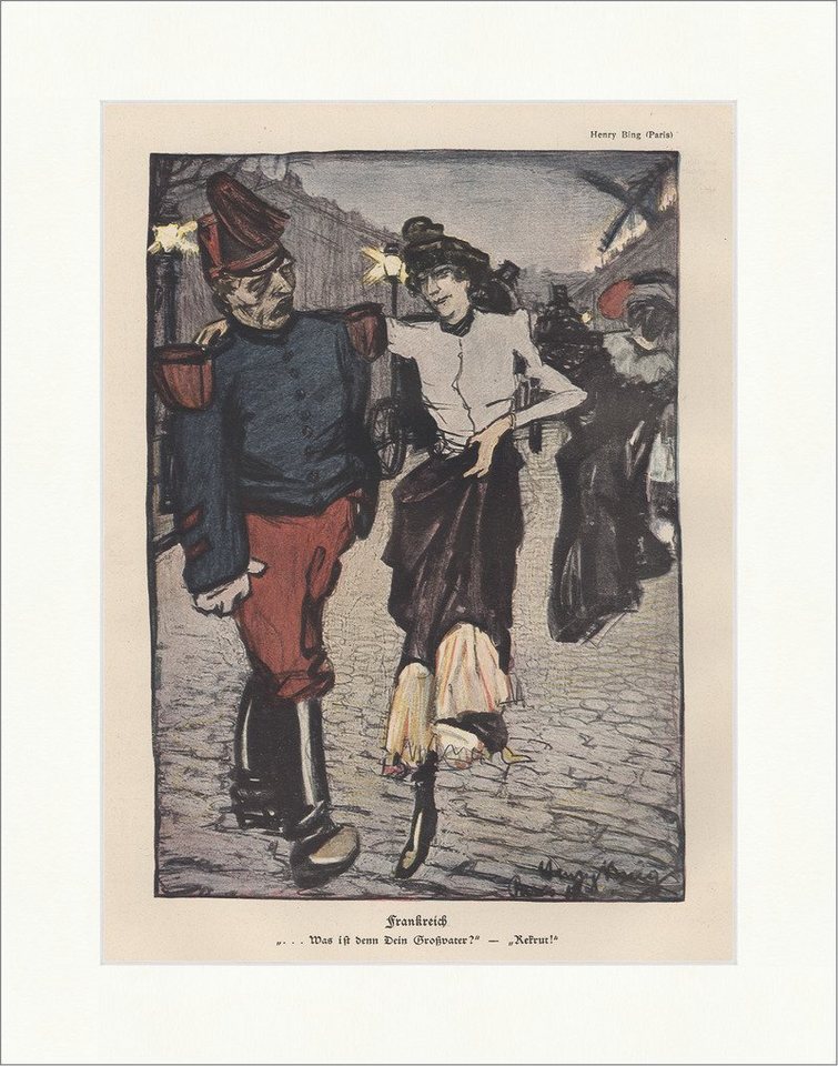 Kunstdruck Frankreich Henry Bing Paris Rekrut Laterne Uniform Kutsche Frau Jugend, (1 St) von OTTO