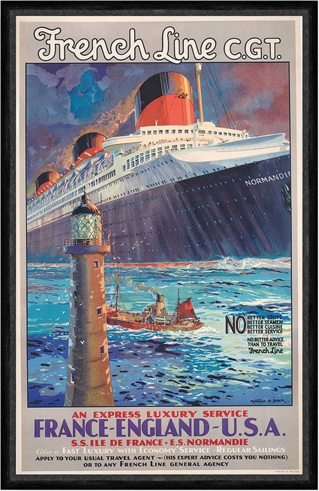 BillerAntik Kunstdruck French Line C.G.T. Luxury Service France Normandie Kunstdruck Faks_Wer, (1 St) von BillerAntik