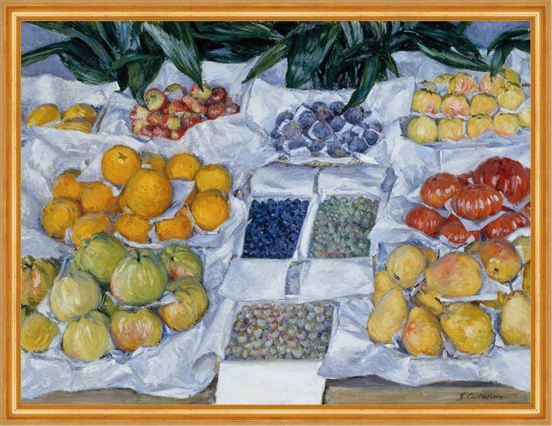 BillerAntik Kunstdruck Fruit Displayed on a Stand Gustave Caillebotte Markt Obst Früchte B A1, (1 St) von BillerAntik