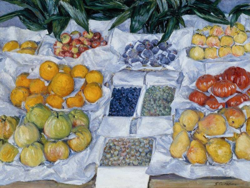 BillerAntik Kunstdruck Fruit Displayed on a Stand Gustave Caillebotte Markt Obst Früchte B A3, (1 St) von BillerAntik
