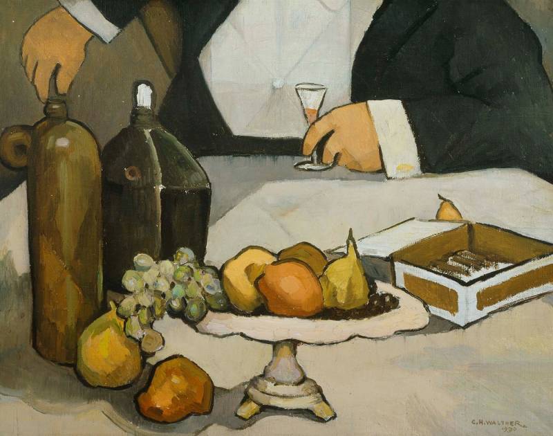 BillerAntik Kunstdruck Fruit and Bottles Charles H. Walther Früchte Obst Aperetiv Flaschen B, (1 St) von BillerAntik