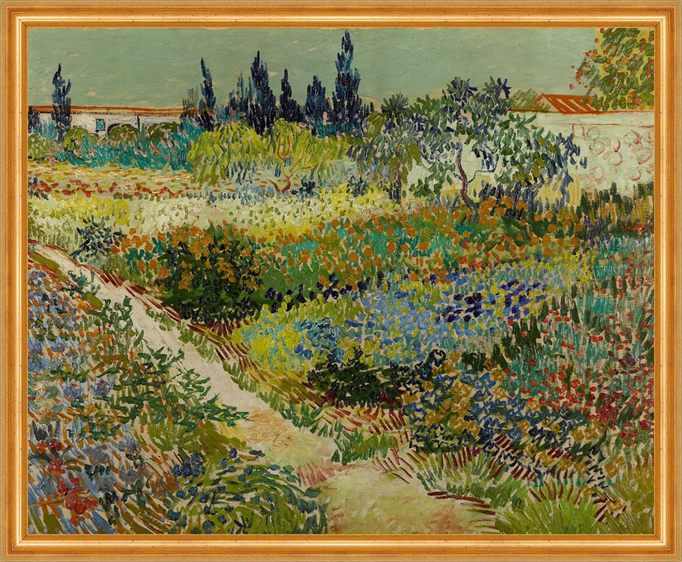 BillerAntik Kunstdruck Garden at Arles Vincent van Gogh Garten Blumen Beete Weg Sommer Park B, (1 St) von BillerAntik