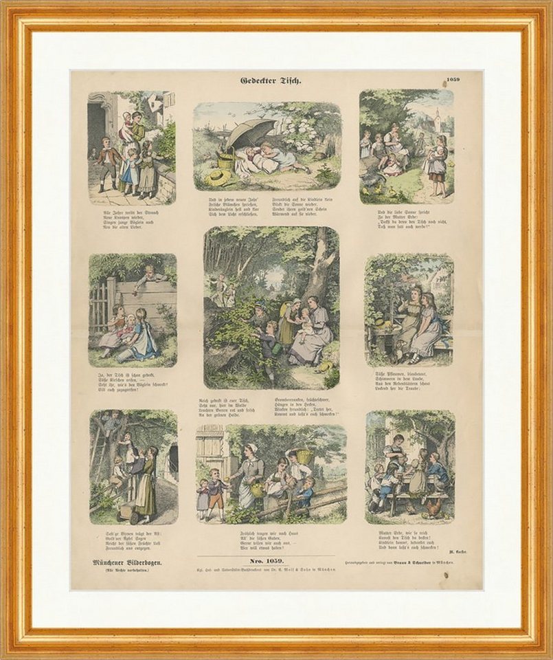 Kunstdruck Gedeckter Tisch M. Coester Familie Natur Münchener Bilderbogen 1059 Ge, (1 St) von OTTO