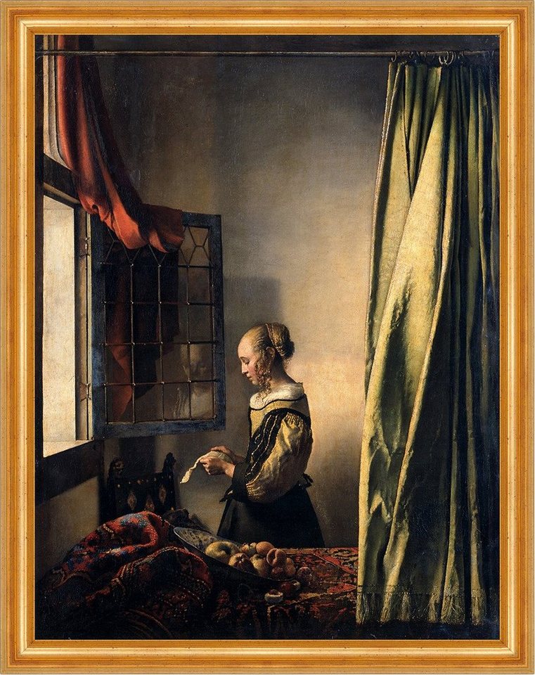 BillerAntik Kunstdruck Girl Reading a Letter by an Open Window Jan Vermeer Fenster B A3 02471, (1 St) von BillerAntik