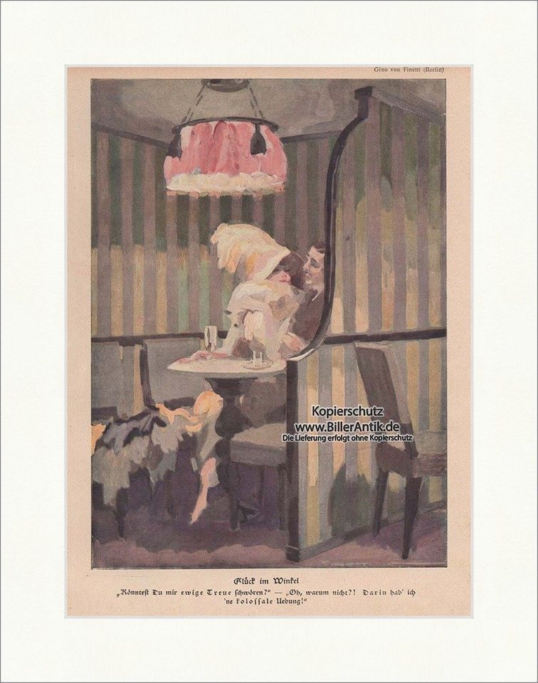 BillerAntik Kunstdruck Glück im Winkel Jugendstil Gino von Finetti Berlin verliebt Satire Jug, (1 St) von BillerAntik