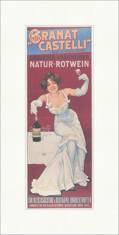 Kunstdruck Granat Castelli Natur Rotwein Getränk Wien Werbung Kunstdruck Plakatwe, (1 St) von OTTO