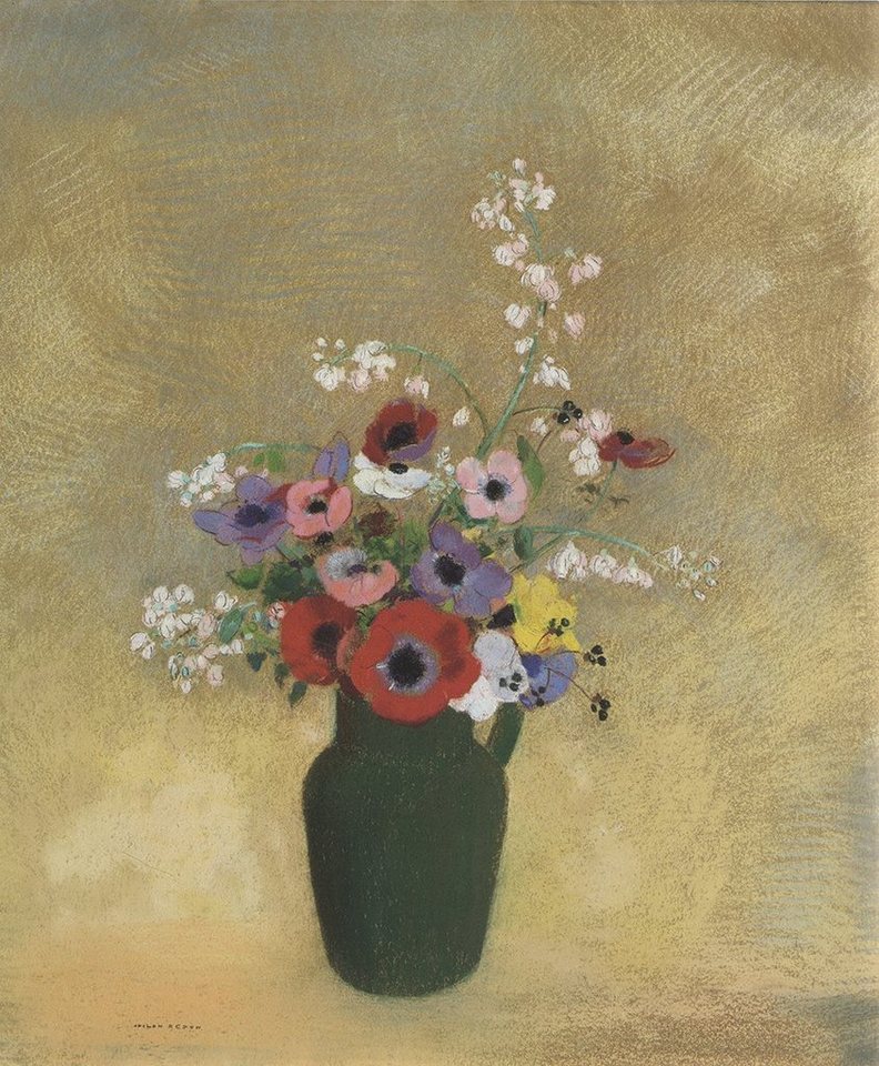 Kunstdruck Große grüne Vase mit Blumen Odilon Redon um 1912 Rot Werbung 1357, (1 St) von OTTO