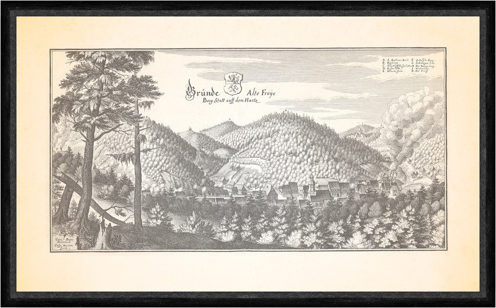 BillerAntik Kunstdruck Grunde alte freie Bergstatt auf dem Harz Bad Grund St. Antonius Faks_M, (1 St) von BillerAntik