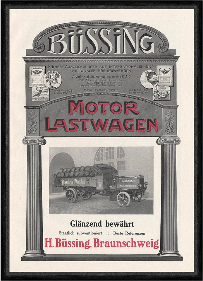 Kunstdruck H. Büssing Braunschweig Motorlastwagen Löwenbräu Plakat Braunbeck Faks, (1 St) von OTTO