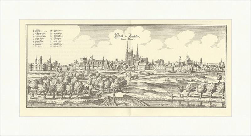 BillerAntik Kunstdruck Hall in Sachsen Halle Saale Schloss Frauenkirche Bibliothek Wagen Meri, (1 St) von BillerAntik
