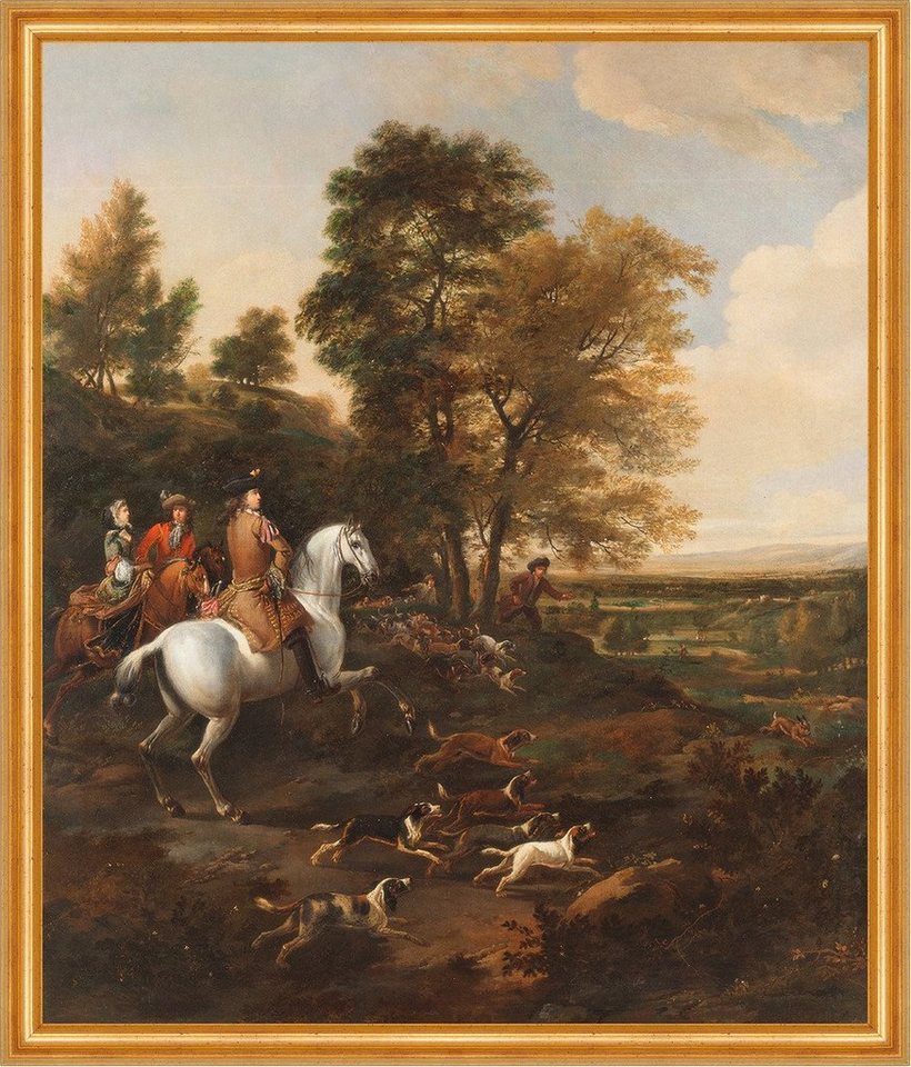 Kunstdruck Hare Hunting Jan Wyck Hasen Jäger Pferde Reiter Tiere Wald B A2 00080, (1 St) von OTTO