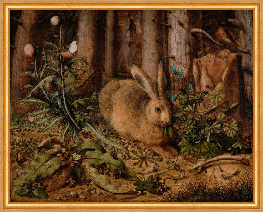 BillerAntik Kunstdruck Hase im Wald A Hare in the Forest Hans Hoffmann Natur Löwenzahn B A2 0, (1 St) von BillerAntik