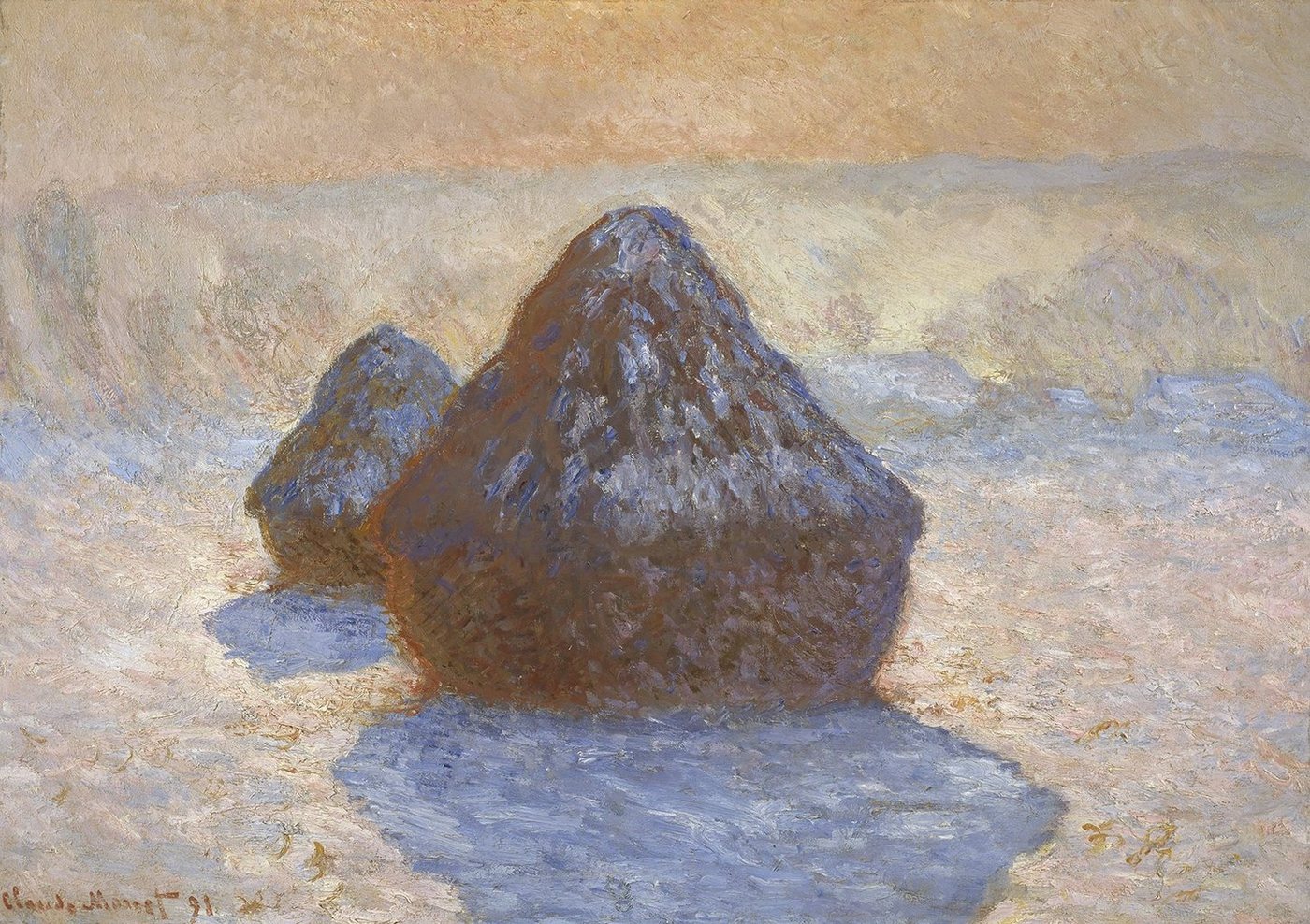 Kunstdruck Haystacks: Snow Effect Claude Monet Heuhaufen Schnee Winter Feld B A3, (1 St) von OTTO