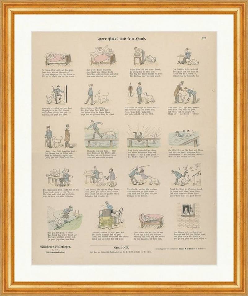 BillerAntik Kunstdruck Herr Poldl und sein Hund Meggendorfer Bett Münchener Bilderbogen 1003, (1 St) von BillerAntik