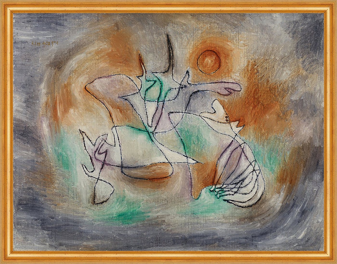 Kunstdruck Howling Dog Paul Klee Hunde Tiere Figuren Mond Sonne Jaulen Heulen B A, (1 St) von OTTO