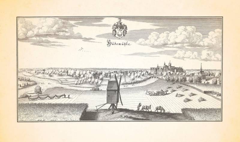 BillerAntik Kunstdruck Hudemühlen Burg Schloss Flecken Amtshaus Aller Leine Kupferstich Meria, (1 St) von BillerAntik