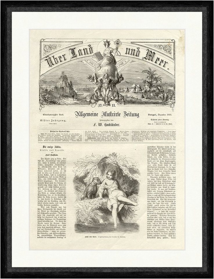 BillerAntik Kunstdruck Idylle ohne Worte Schrödter Teich See Hund Wald Ufer Wasser Faksimile_, (1 St) von BillerAntik