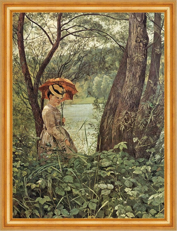 BillerAntik Kunstdruck Im Sonnenschein Hans Thoma Spaziergang Schirm Natur Weiden Hut H A3 00, (1 St) von BillerAntik