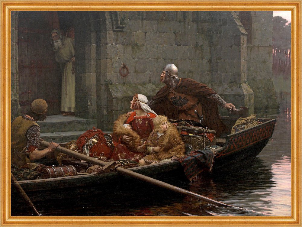 BillerAntik Kunstdruck In Time of Peril Edmund Blair Leighton Boot Ritter Treppe B A2 01470 G, (1 St) von BillerAntik