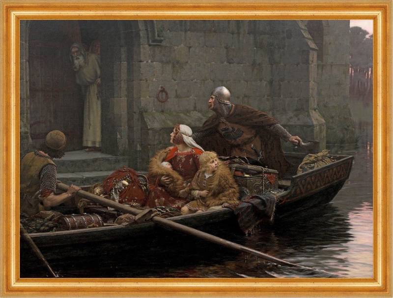 BillerAntik Kunstdruck In Time of Peril Edmund Blair Leighton Ritter Treppe Familie B A3 0147, (1 St) von BillerAntik