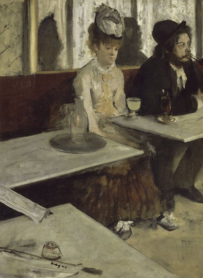 Kunstdruck In a Cafe Edgar Degas Mode Männer Frauen Tische Gläser Hüte Tablett B, (1 St) von OTTO