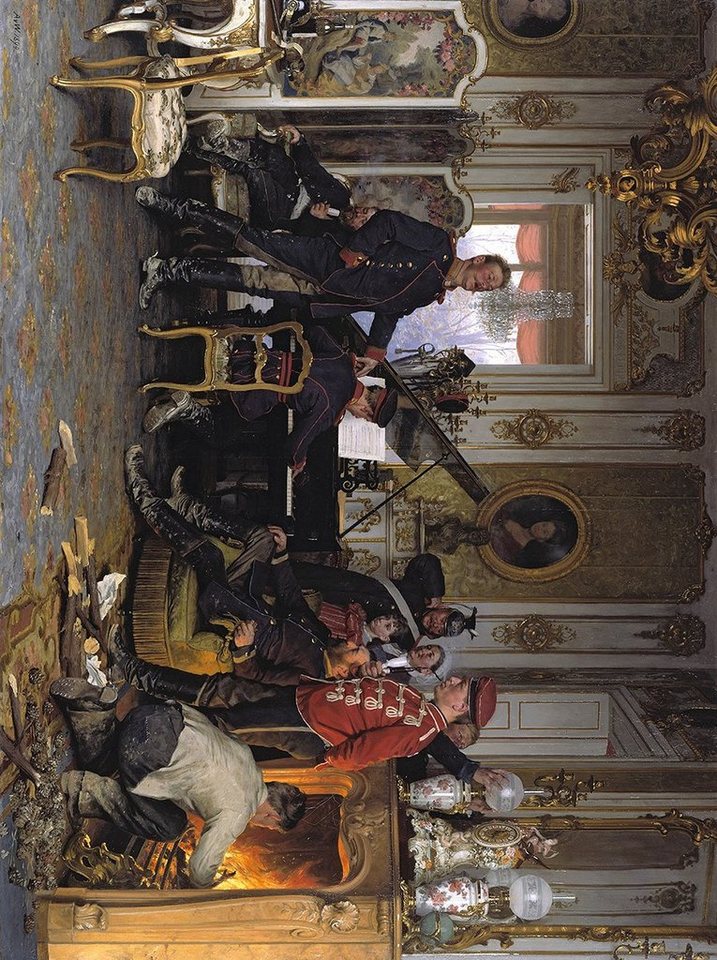 BillerAntik Kunstdruck In the Troops Quarters outside Paris Anton von Werner Flügel Kamin B A, (1 St) von BillerAntik
