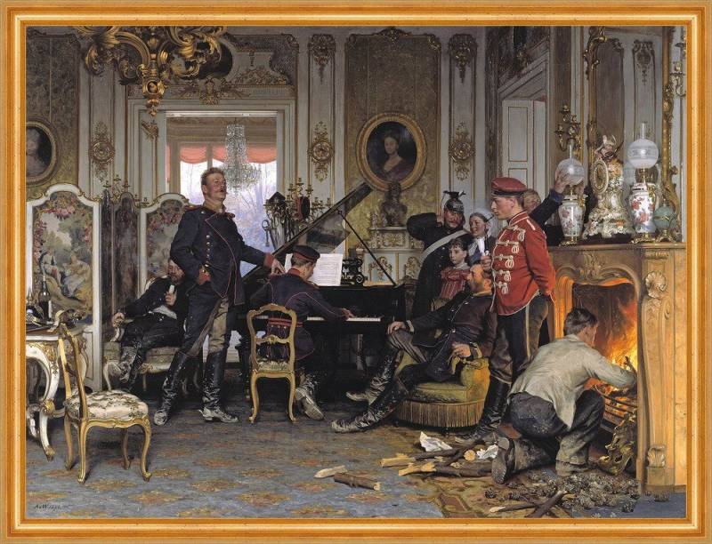 BillerAntik Kunstdruck In the Troops Quarters outside Paris Anton von Werner Flügel Kamin B A, (1 St) von BillerAntik