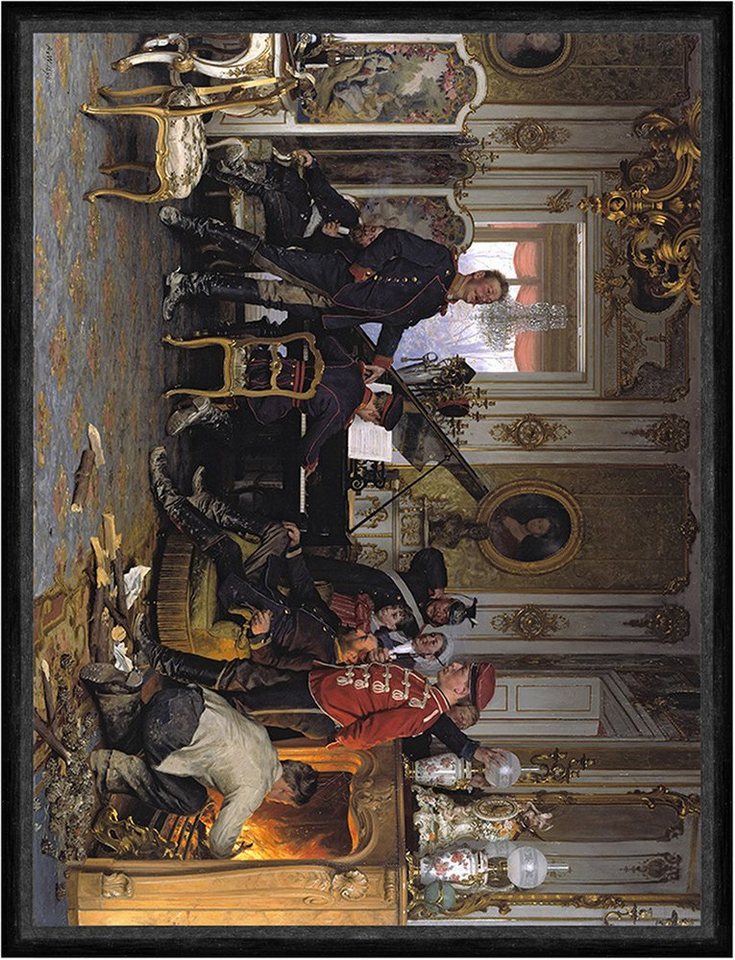 BillerAntik Kunstdruck In the Troops Quarters outside Paris Anton von Werner Flügel Kamin Fak, (1 St) von BillerAntik