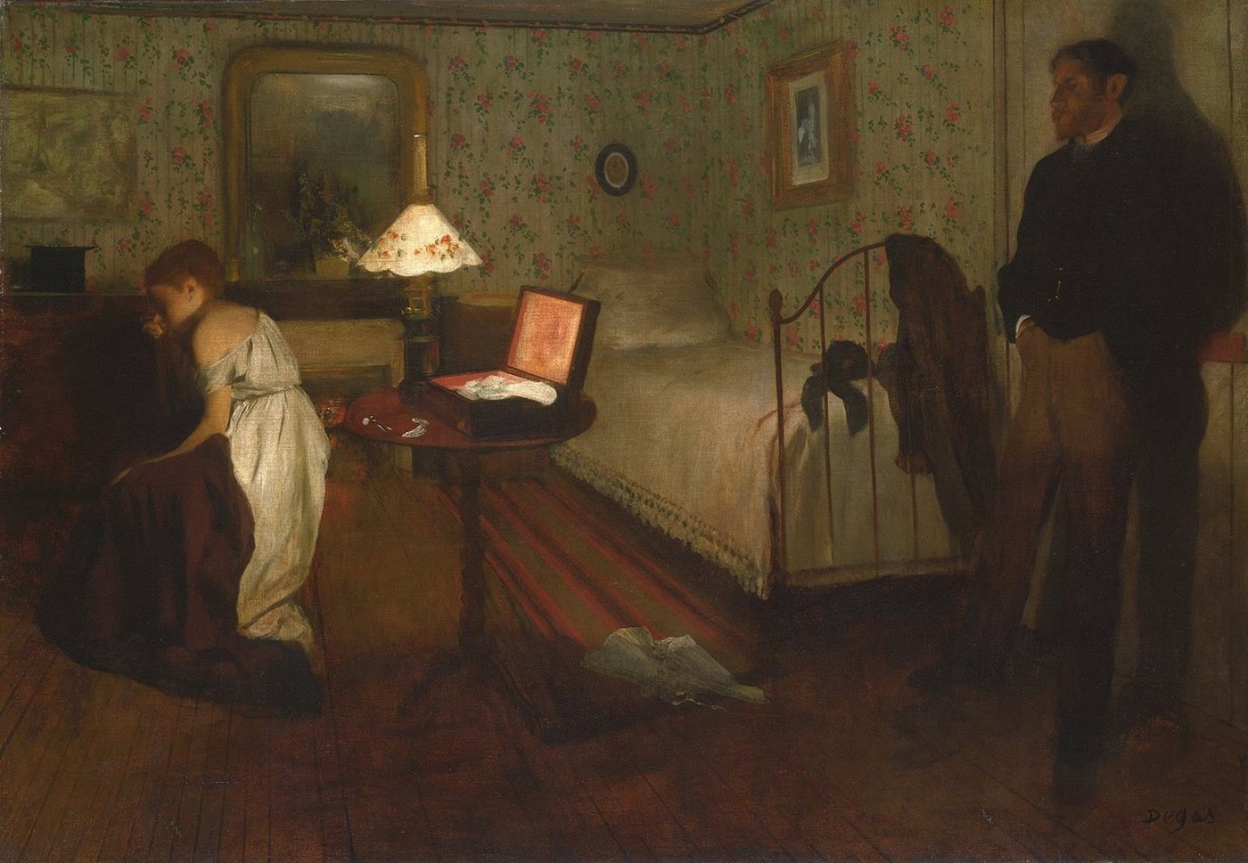 Kunstdruck Interior Edgar Degas Schlafzimmer Bett Schatulle Familie Mädchen B A3, (1 St) von OTTO