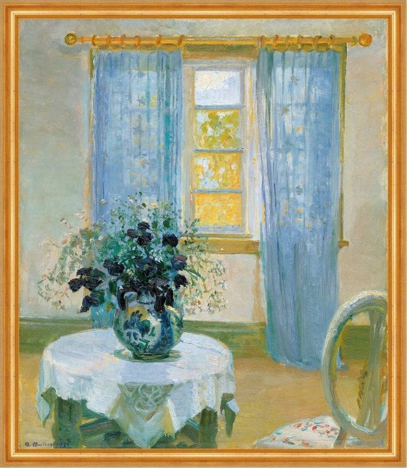 BillerAntik Kunstdruck Interior with clematis Anna Ancher Vorhänge Blumenstrauß B A2 00526 Ge, (1 St) von BillerAntik