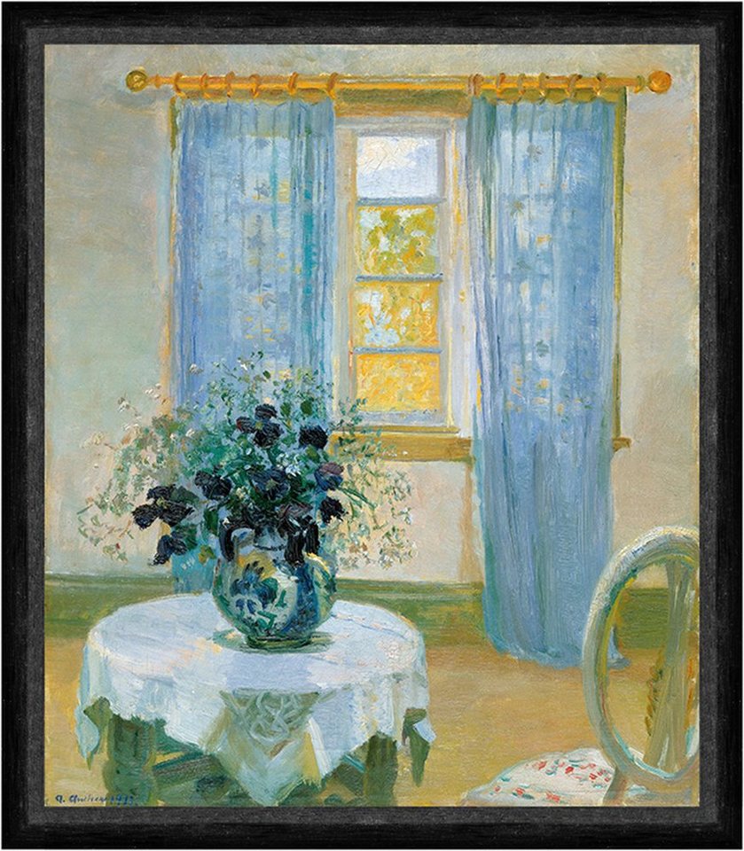 Kunstdruck Interior with clematis Anna Ancher Vorhänge Blumenstrauß Waldrebe Faks, (1 St) von OTTO