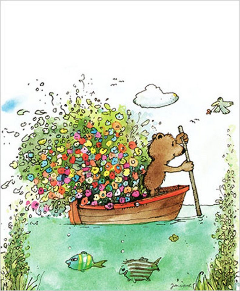 Kunstdruck Janosch - Kunstdruck - Blumen-Fähre von OTTO