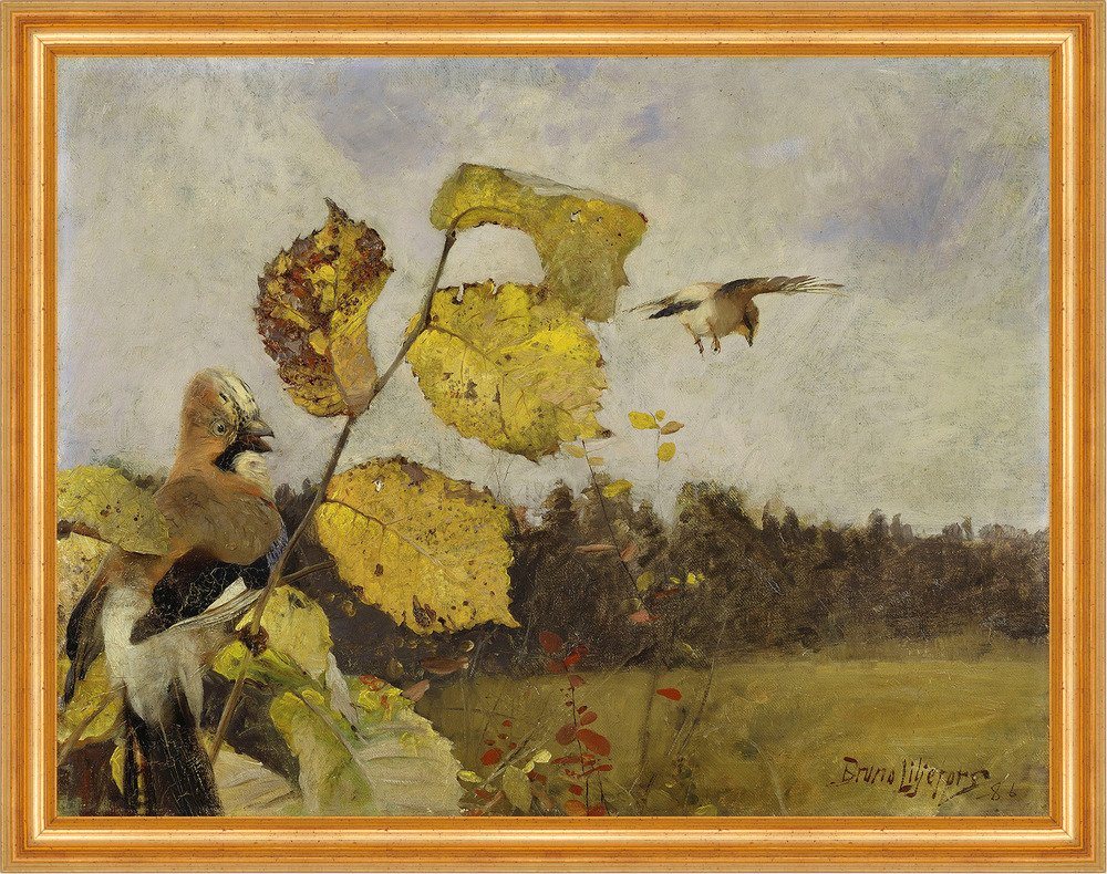 BillerAntik Kunstdruck Jays Bruno Liljefors Vögel Tiere Eichelhäher Ast Wiese Natur B A3 0090, (1 St) von BillerAntik