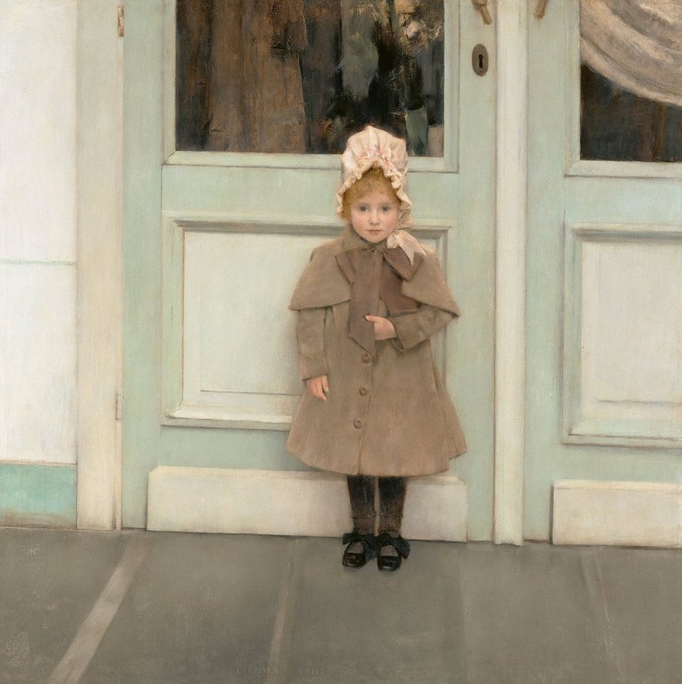 BillerAntik Kunstdruck Jeanne Kefer Fernand Khnopff Kinder Mädchen Mantel Haube Türen Adel B, (1 St) von BillerAntik