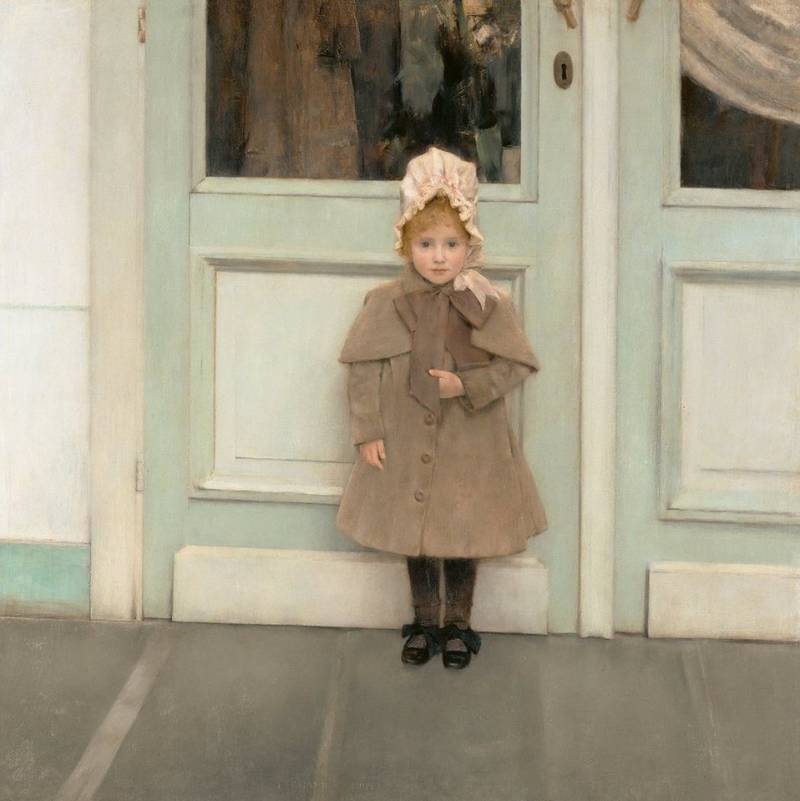 BillerAntik Kunstdruck Jeanne Kefer Fernand Khnopff Kinder Mädchen Mantel Haube Türen Adel B, (1 St) von BillerAntik