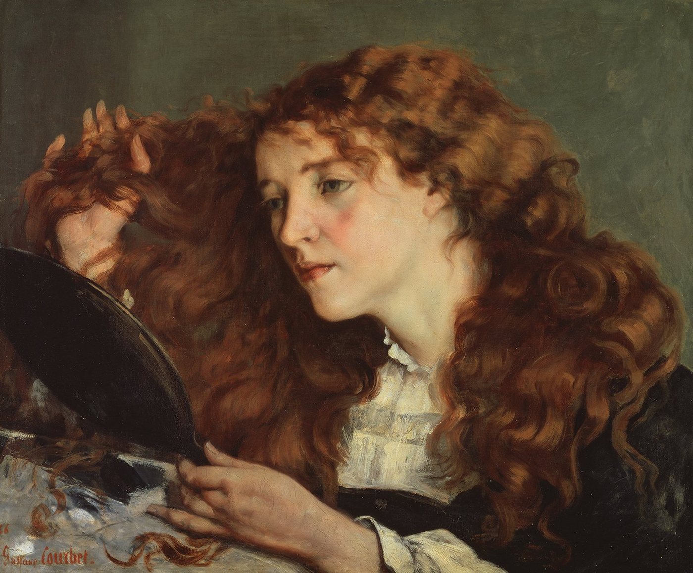 BillerAntik Kunstdruck Jo, the Beautiful Irish Girl Gustave Courbet Mädchen Spiegel Locken B, (1 St) von BillerAntik