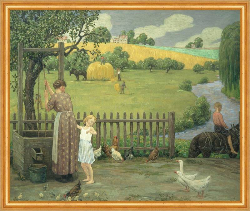 BillerAntik Kunstdruck June Bryson Burroughs Juni Garten Brunnen Ernte Gänse Zaun Bach Henne, (1 St) von BillerAntik