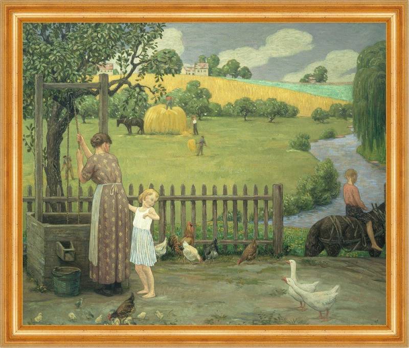 BillerAntik Kunstdruck June Bryson Burroughs Juni Garten Ernte Gänse Zaun Bach Henne B A3 009, (1 St) von BillerAntik