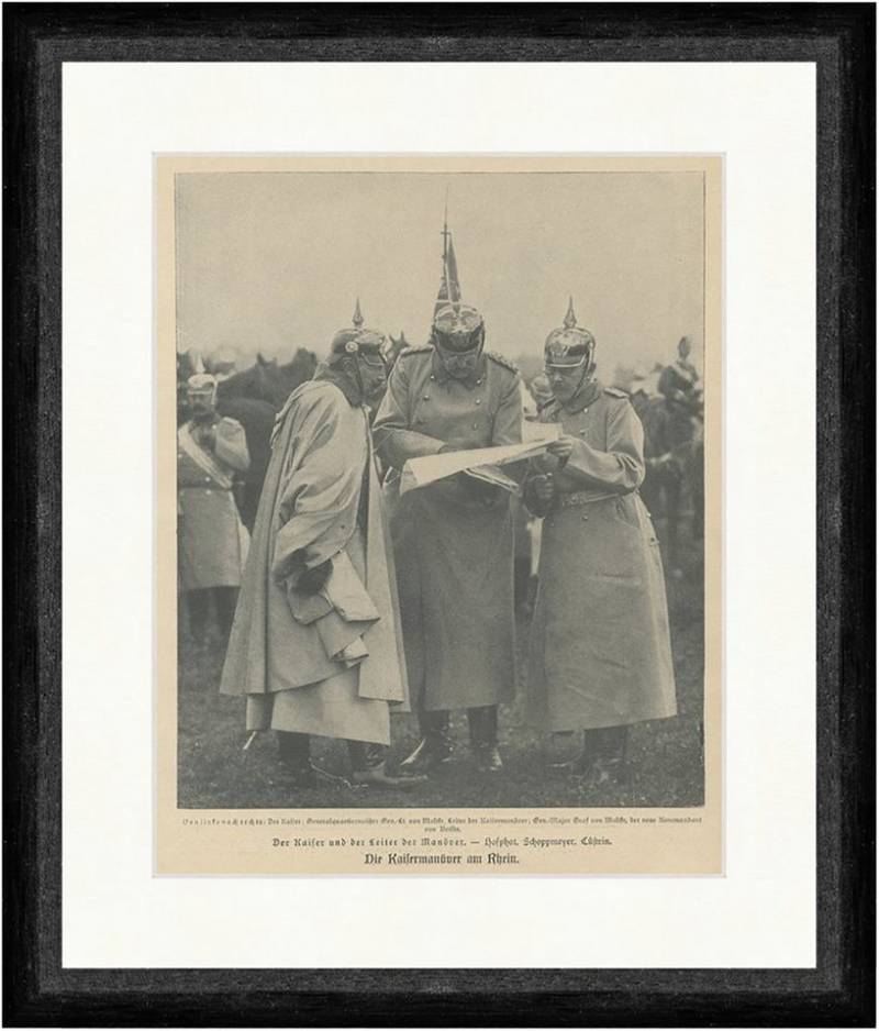 BillerAntik Kunstdruck Kaiser und Leiter der Manöver General Moltke F_Vintage 01477 Gerahmt, (1 St) von BillerAntik