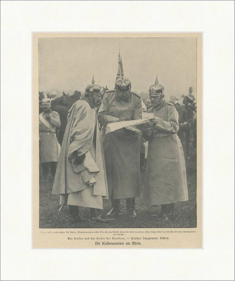 BillerAntik Kunstdruck Kaiser und Leiter der Manöver General Moltke Graf Militär Rhein F_Vint, (1 St) von BillerAntik