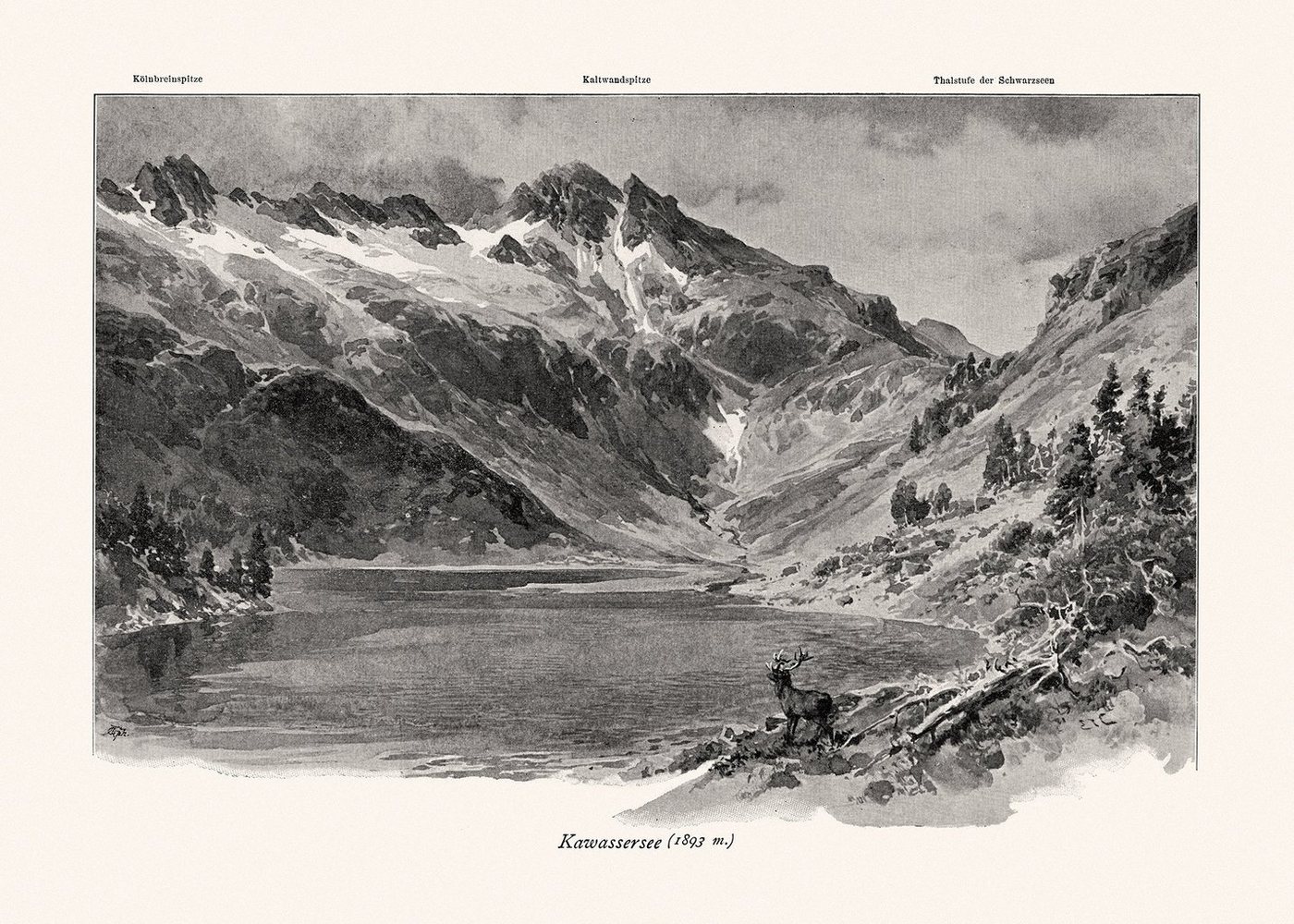 BillerAntik Kunstdruck Kawassersee Hohe Tauern Bad Gastein Salzburg Lungau Alpen Pik Alpinism, (1 St) von BillerAntik
