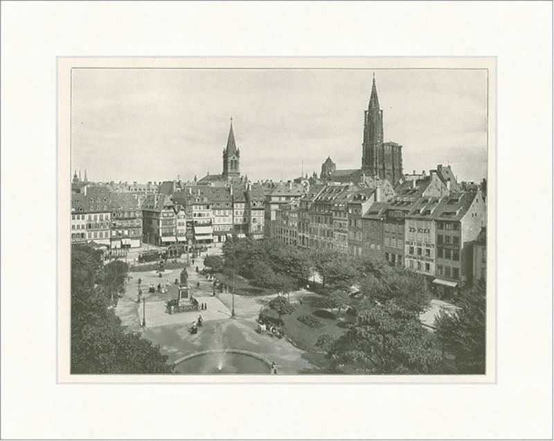 BillerAntik Kunstdruck Kleberplatz mit Münster Place Kleber Barfüßerplatz Strassburg F_Vintag, (1 St) von BillerAntik