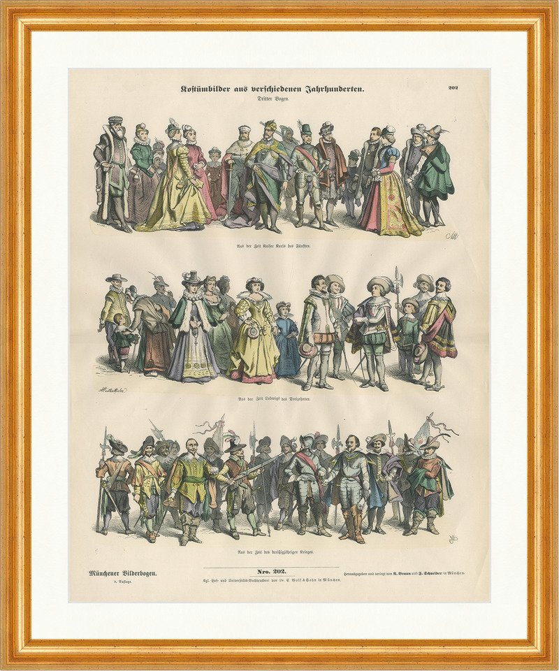 Kunstdruck Kostümbilder verschiedene Jahrhunderte III Münchener Bilderbogen 202 G, (1 St) von OTTO