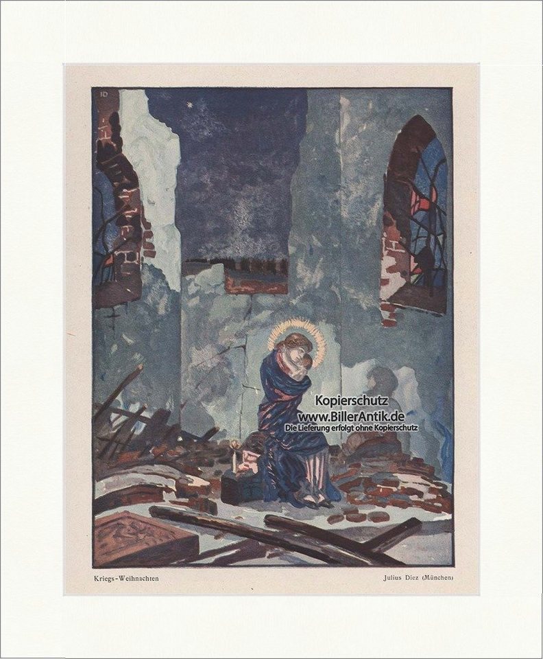 Kunstdruck Kriegs Weihnachten Julius Diez München Kirche Kerze Baby Mutter Jugend, (1 St) von OTTO