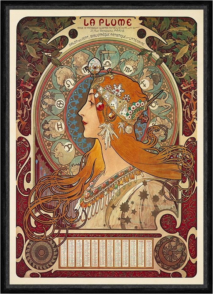 Kunstdruck La Plume Feder Mucha Kalender Sternzeichen Jugendstil Faks_Werbung 314, (1 St) von OTTO