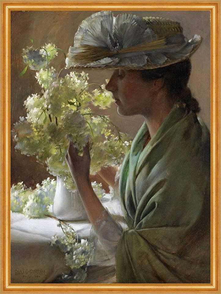 Kunstdruck Lady with a Bouquet, Snowballs Charles C. Curran Blumen B A2 01045 Ger, (1 St) von OTTO