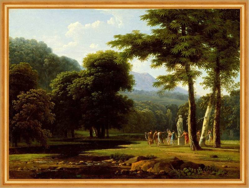 BillerAntik Kunstdruck Landscape Jean-Victor Bertin Landschaft Garten Park Bäume Tanzen B A2, (1 St) von BillerAntik
