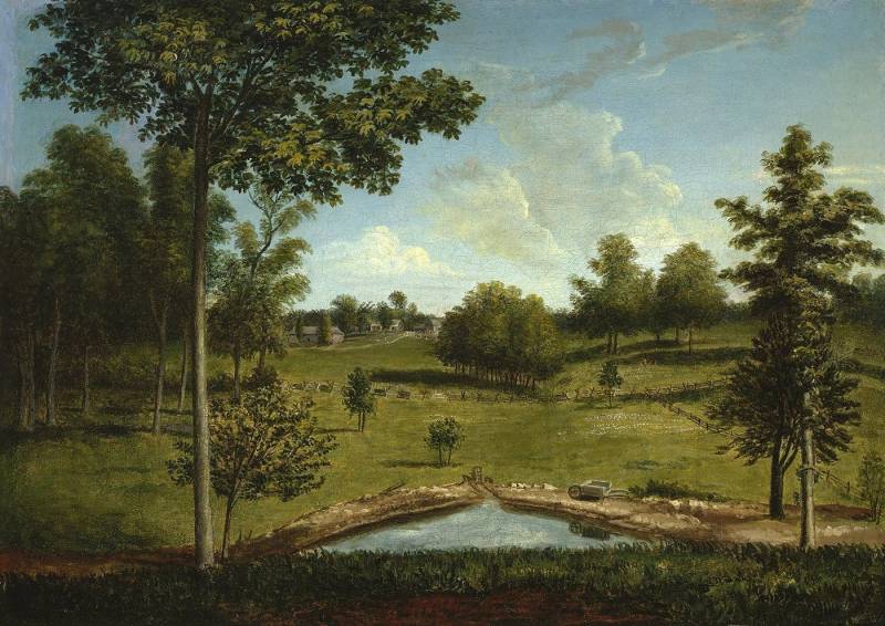 Kunstdruck Landscape Looking Toward Sellers Hall from Mill Bank Peale Garten B A3, (1 St) von OTTO